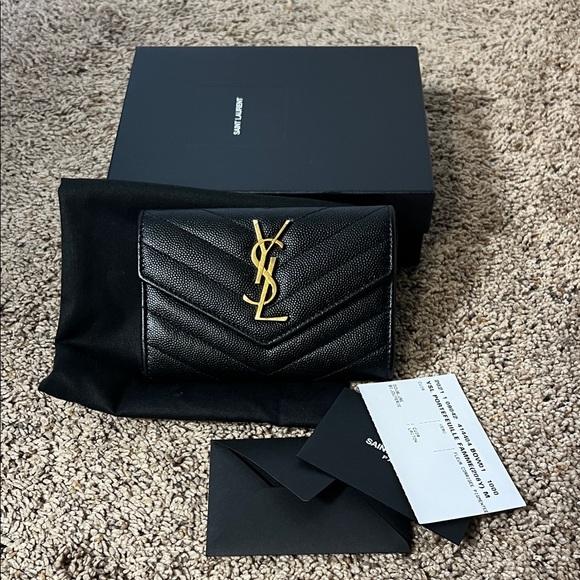 Yves Saint Laurent Handbags - 3289 YSL Black Quilted Leather Wallet